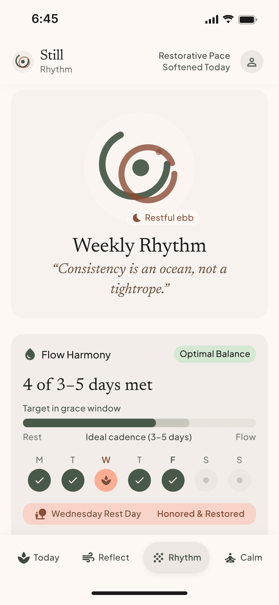 Still app weekly rhythm screen